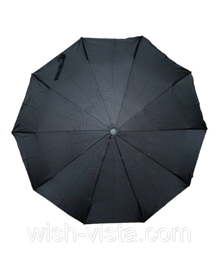 Парасолька чоловіча Kitchen Pro KT-996-BLK напівавтомат 10 спиць ручка гак Чорна, фото 1