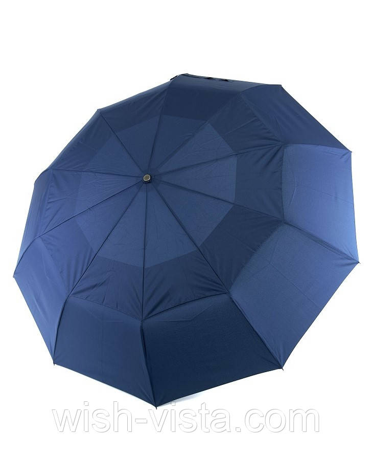 Парасолька автомат сімейна президентська пряма дерев'яна ручка Parachase No3236 на 10 спиць Синя, фото 1