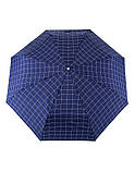 Парасолька автомат унісекс з прямою дерев'яною ручкою в клітинку Parachase No3256 на 8 спиць Синя, фото 2