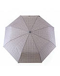Парасолька автомат унісекс з прямою дерев'яною ручкою в клітинку Parachase No3256 на 8 спиць Бежева, фото 2