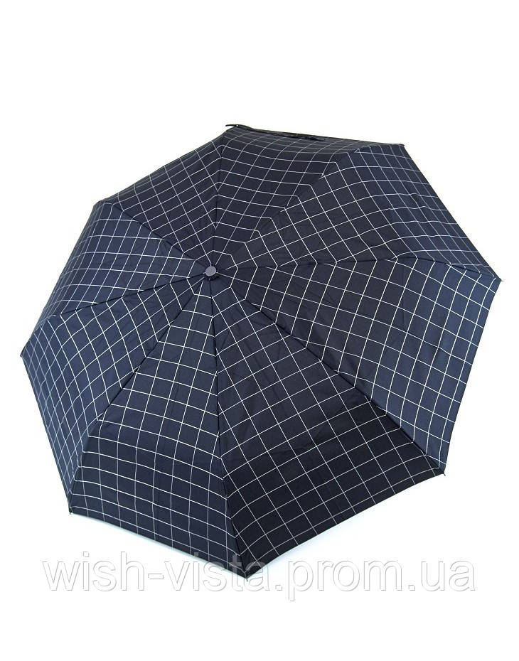 Парасолька автомат унісекс з прямою дерев'яною ручкою в клітинку Parachase No3256 на 8 спиць Чорна, фото 1