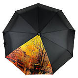 Жіноча парасолька напівавтомат від Susino на 9 спиць антивітер з декоративною вставкою чорна SYS0467-1, фото 3