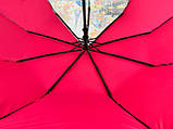 Жіноча парасолька напівавтомат від Susino на 9 спиць антивітер з декоративною вставкою рожева SYS0467-4, фото 7