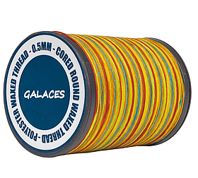 Galaces 0.50мм різнобарвна (S063) нитка кругла плетена з 8 ниток вощена по шкірі