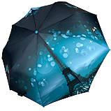 Жіноча складана парасолька напівавтомат з принтом Ейфелева Вежа та квіти від Susino бірюзова Sys 03025-1, фото 2