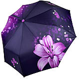Жіноча складана парасолька напівавтомат з принтом Ейфелева Вежа та квіти від Susino фіолетовий Sys 03025-3, фото 2
