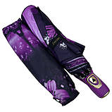 Жіноча складана парасолька напівавтомат з принтом Ейфелева Вежа та квіти від Susino фіолетовий Sys 03025-3, фото 4