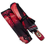 Жіноча складана парасолька напівавтомат з принтом Ейфелева Вежа та квіти від Susino червоний Sys 03025-5, фото 4