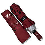 Складана парасолька напівавтомат з абстрактним принтом від Срібний дощ антивітер бордовий 022-309-2, фото 2