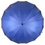 Жіноча парасолька-тростина напівавтомат на 16 спиць від Susino з різнобарвними краями блакитний Sys 031087-4, фото 5