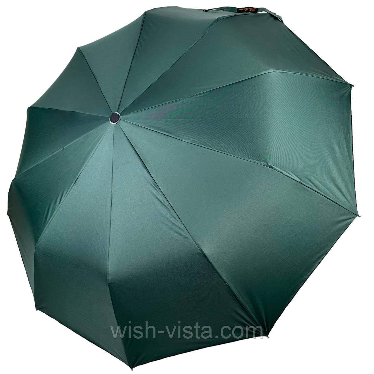 Жіноча парасолька напівавтомат на 10 спиць антивітер із принтом міст усередині від Bellissimo зелена М 0628-3, фото 1