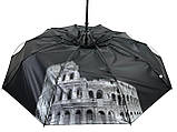 Жіноча парасолька напівавтомат на 10 спиць антивітер із принтом міст усередині від Bellissimo зелена М 0628-3, фото 8