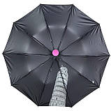Жіноча парасолька напівавтомат на 10 спиць антивітер із принтом міст усередині від Bellissimo рожевий М 0628-6, фото 4