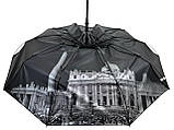 Жіноча парасолька напівавтомат на 10 спиць антивітер із принтом міст усередині від Bellissimo бордовий М 0628-7, фото 8