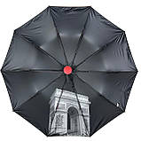 Жіноча парасолька напівавтомат на 10 спиць антивітер із принтом міст усередині від Bellissimo червоний М 0628-8, фото 4