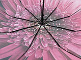 Жіноча парасолька напівавтомат із принтом квітки від Toprain на 9 спиць рожева ручка 0703-3, фото 5