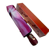 Жіноча парасолька-автомат у подарунковій упаковці на 9 спиць з квітковим принтом від Frei Regen рожева ручка 09086-3, фото 5