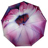 Жіноча парасолька-автомат у подарунковій упаковці на 9 спиць з квітковим принтом від Frei Regen рожева ручка 09086-3, фото 7