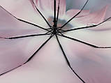 Жіноча парасолька напівавтомат на 9 спиць із квітковим принтом від Frei Regen фіолетова ручка 09085-6, фото 5
