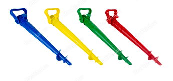 Пластикова підставка-бур R83138 для пляжної парасольки 39 см, ручка для вкручування, затискач, підставка для піску