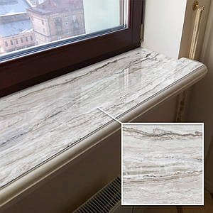 Покриття для підвіконня, м'яке скло з фотодруком Смугастий мармур, 1,2 мм (350х1000)