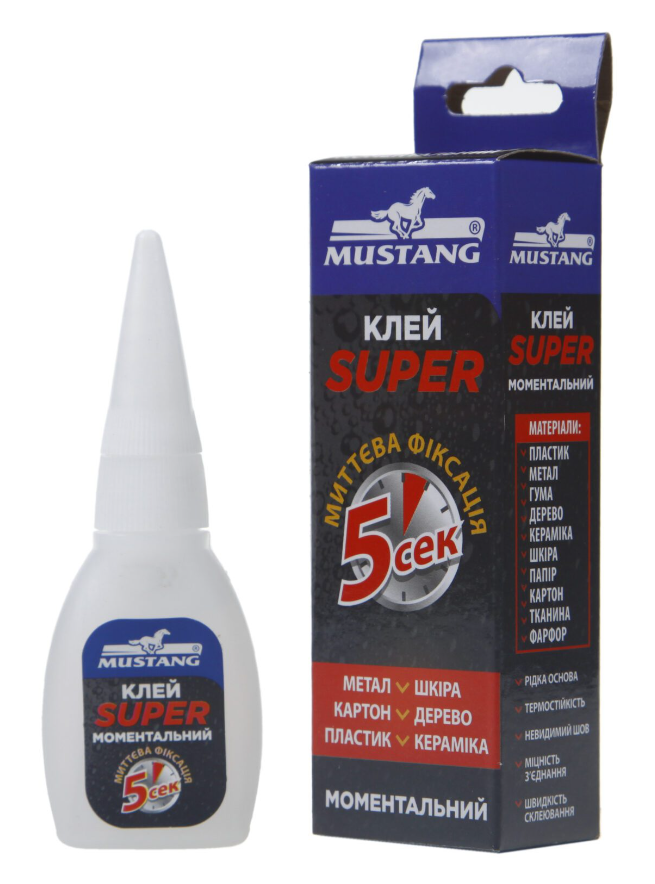 Суперклей МОМЕНТАЛЬНИЙ MUSTANG 20 г (MG4)