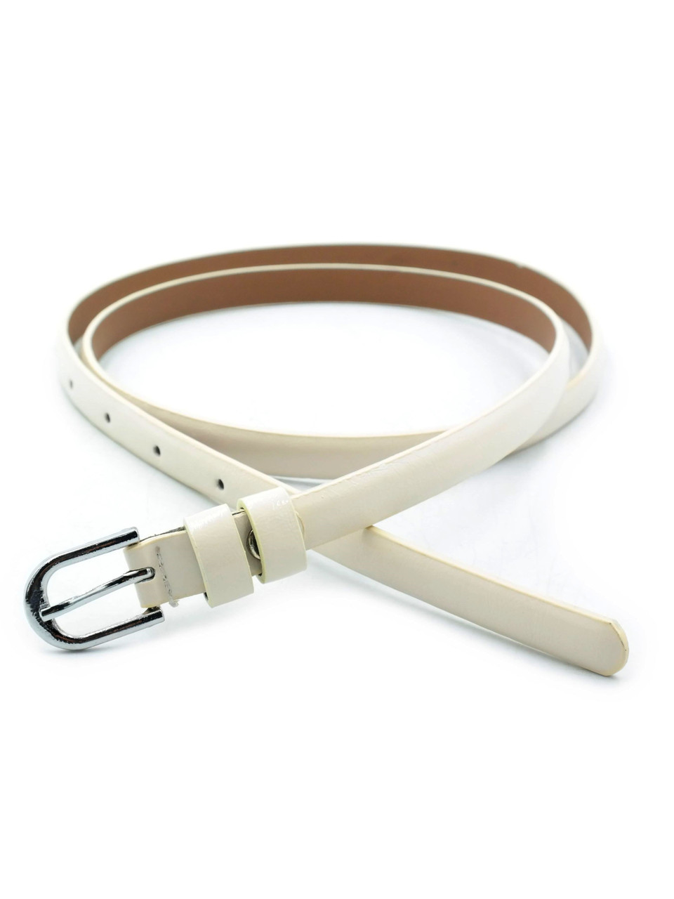 Жіночий ремінь 1,3 х 110 см Weatro Молочний zhn-kz-kit13-034, фото 1