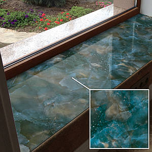 Покриття для підвіконня, м'яке скло з фотодруком Смарагдовий камінь, 1,2 мм (350х1000)