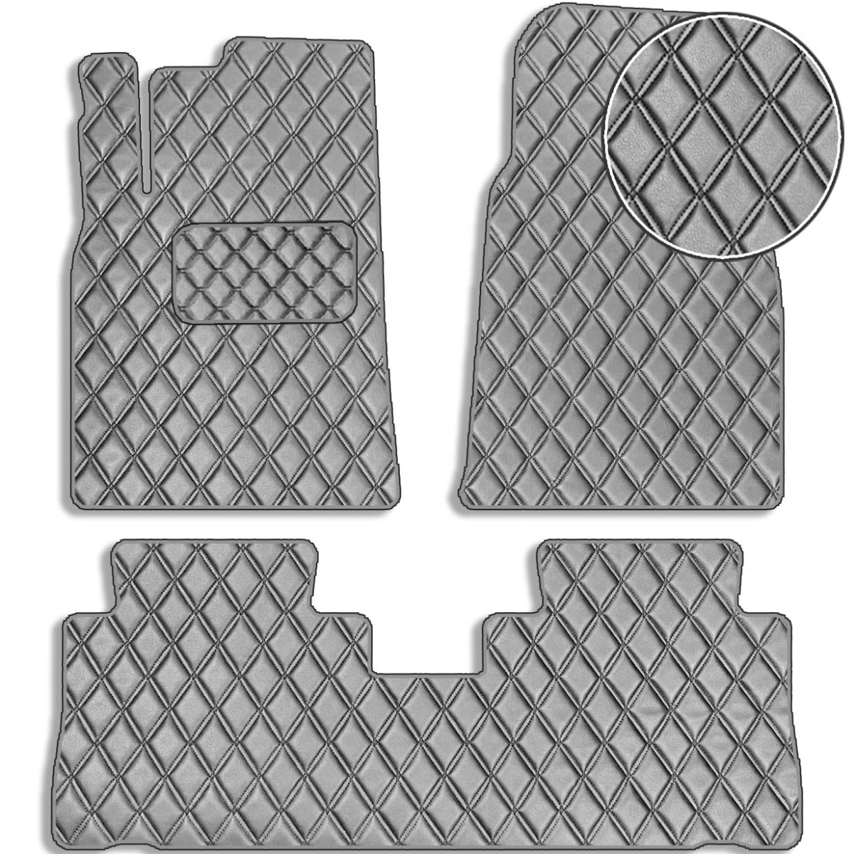Килимки в салон для Chevrolet Captiva 2006-2010 Екошкіра з підп'ятником Сірі 5 шт (Rombus)