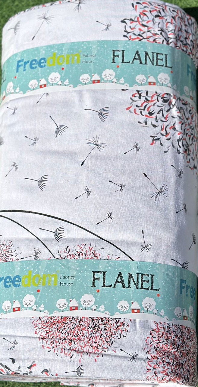 Постільна 100% бавовняна тканина Фланель (байка) 240см набивна з квітковим принтом кульбаби, рулон 25 м