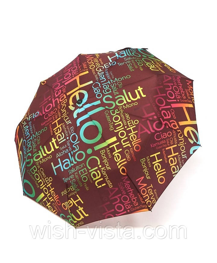 Парасолька жіноча автомат RAIN FLOWERS No1130 Привітування на 9 спиць Бордова, фото 1
