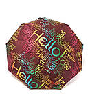 Парасолька жіноча автомат RAIN FLOWERS No1130 Привітування на 9 спиць Бордова, фото 2