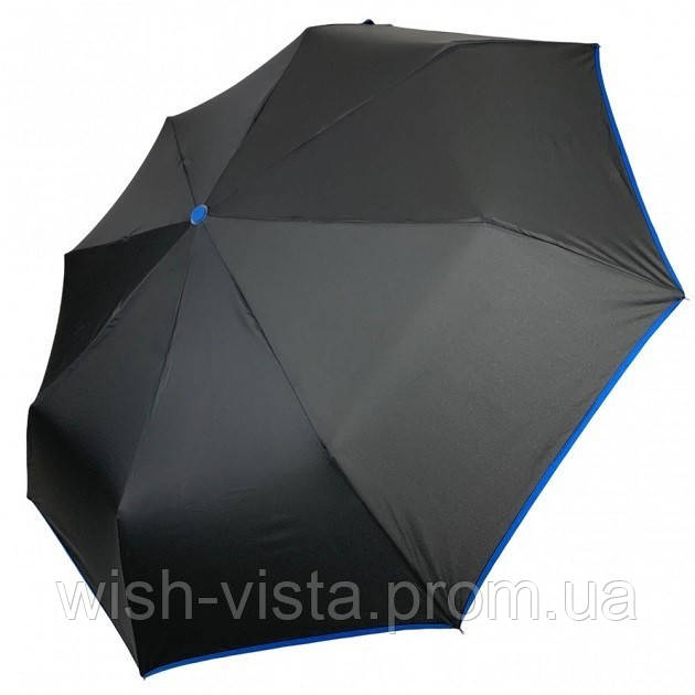 Парасолька жіноча автомат Susino 16301AC 8 спиць 3 складання Чорна із синьою облямівкою, фото 1