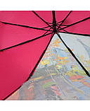 Парасолька жіноча автомат Susino No466 9 спиць 3 складання Малинова, фото 5