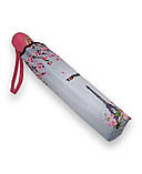 Парасолька напівавтомат жіноча Toprain 625 на 9 спиць з Ейфелевою вежею Сіро-рожева, фото 3