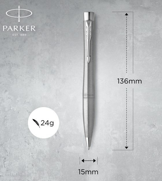Ручка подарункова Parker F19s-20212S РП URBAN Metro Metallic сталь із хромом