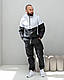 Чоловічий спортивний костюм із плащівки тонкий чорно білий, фото 5