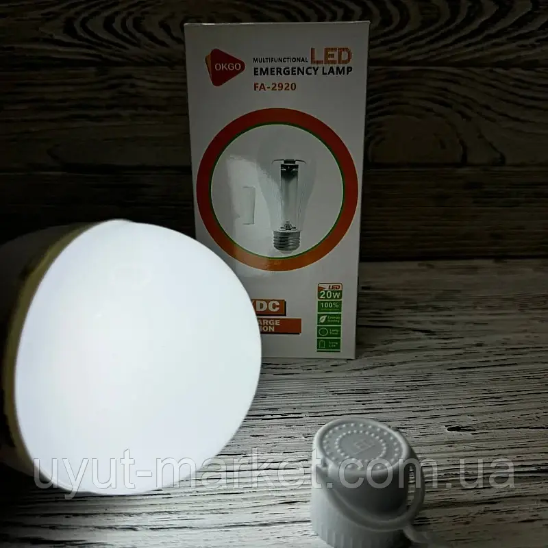Акумуляторна LED-лампа зі знімними акумулятороми 20Вт LED 2x18650 FA-2920 з гачком