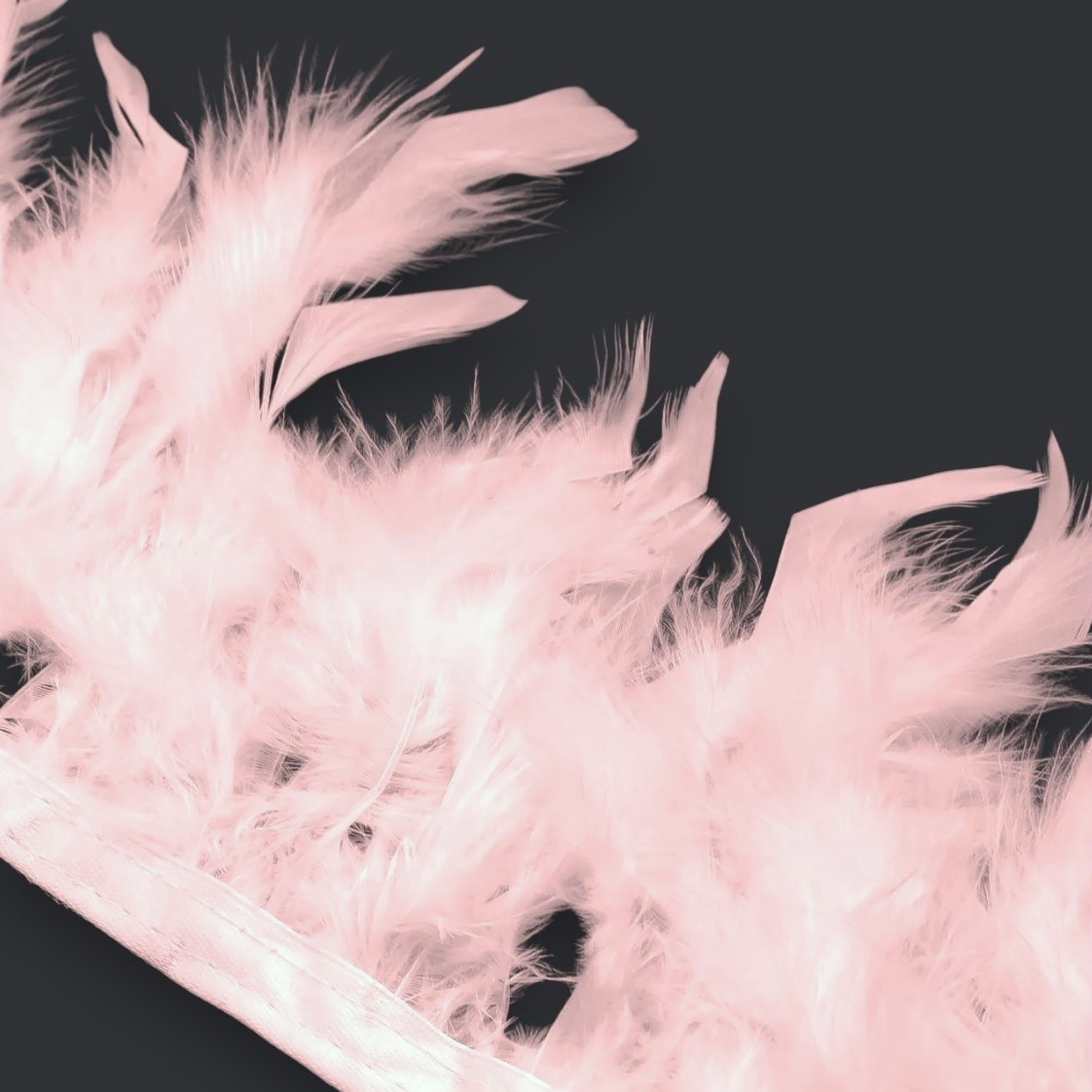 Перова стрічка з індичого пір'я боа 1 м перо 7-15 см стрічка 15 мм Рожевий, фото 1