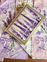 Набір із 5 кухонних лляних рушників із лавандою в коробці