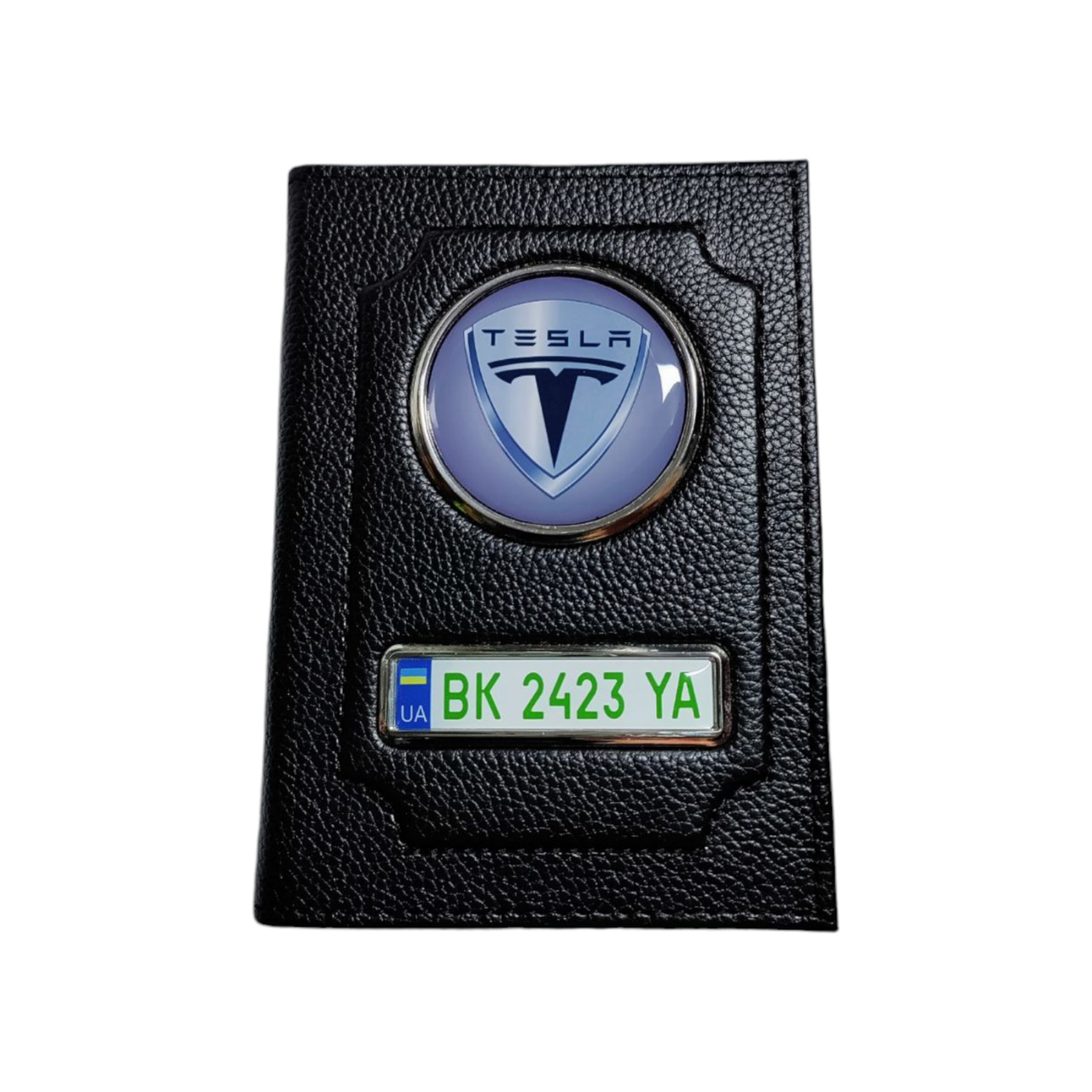 Обкладинка для автодокументів Tesla з натуральної шкіри, фото 1