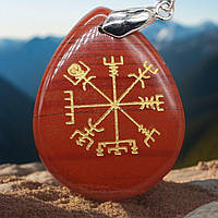 Кулон-амулет из камня красная яшма "Вегвизир"