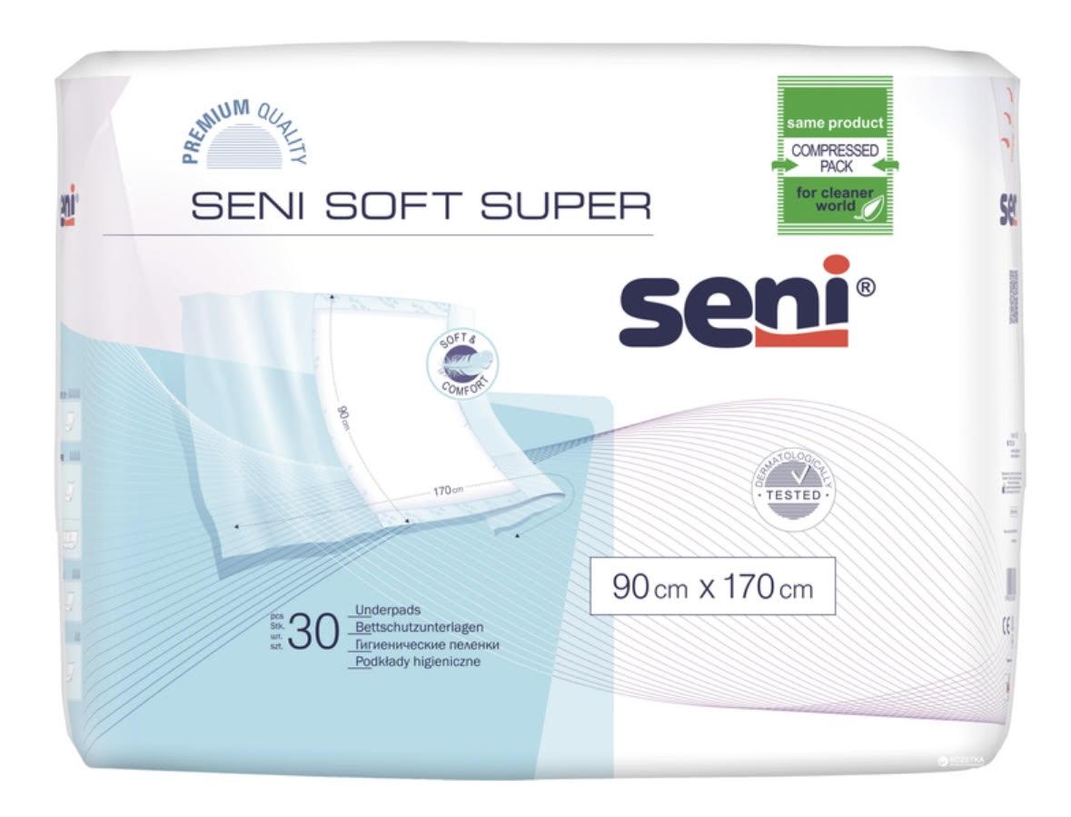 Пелюшки одноразові гігієнічні Seni Soft Super 90х170 см, 30 шт (Сені), фото 1