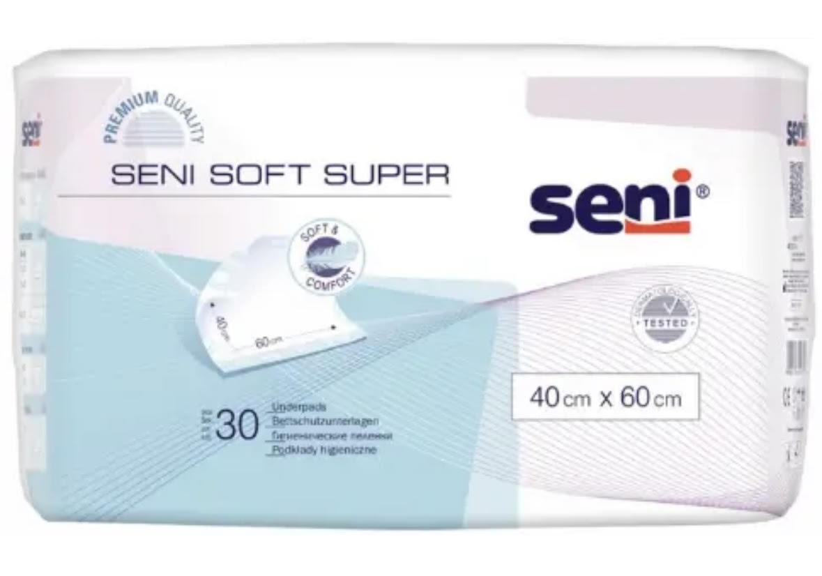 Пелюшки одноразові гігієнічні Seni Soft Super  40х60 см, 30 шт  (Сені)