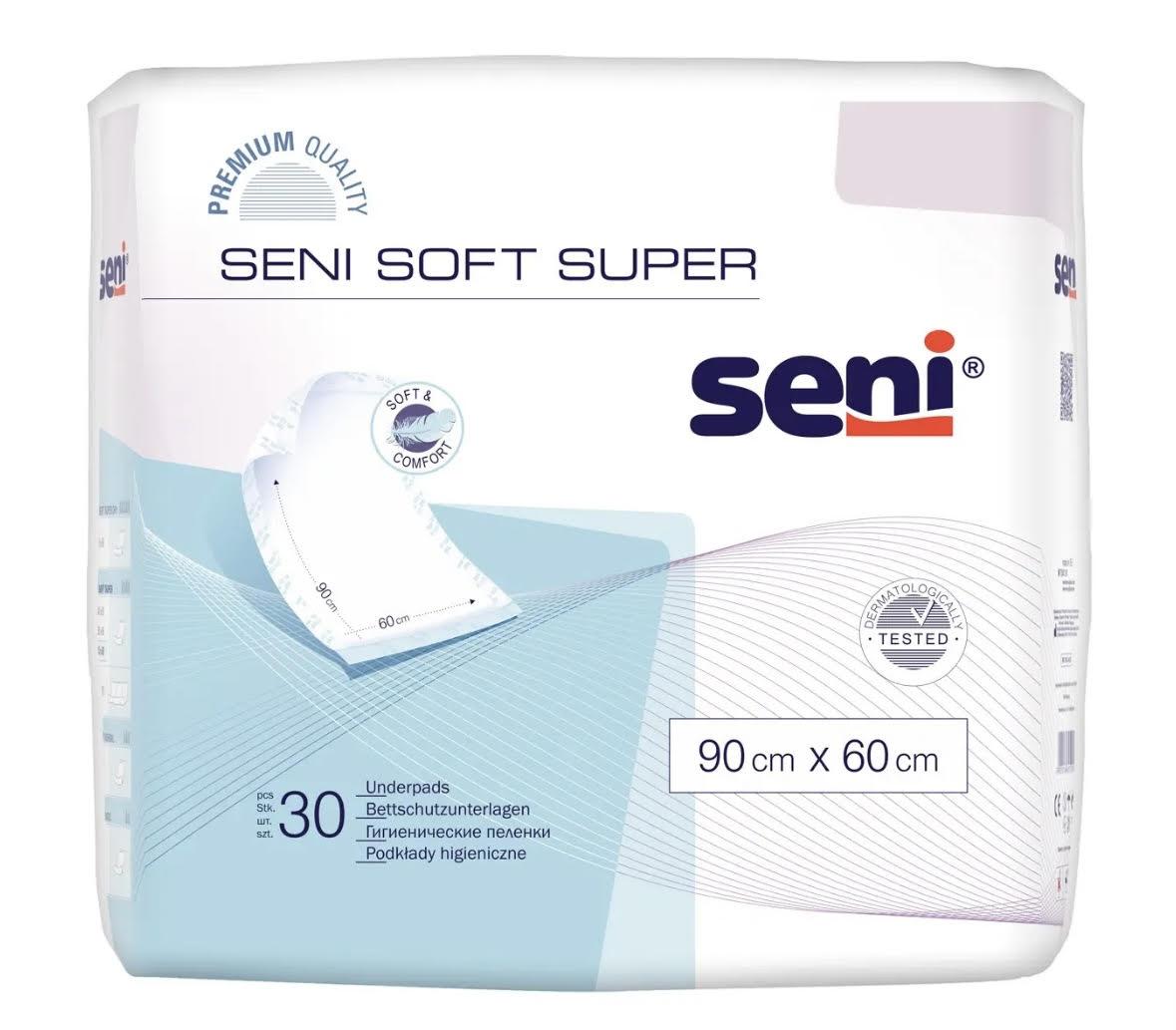 Пелюшки одноразові гігієнічні Seni Soft Super 90х60 см, 30 шт (Сені), фото 1