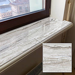 Покриття для підвіконня, м'яке скло з фотодруком Смугастий мармур, 35 х 100 см, ПО-tx37663