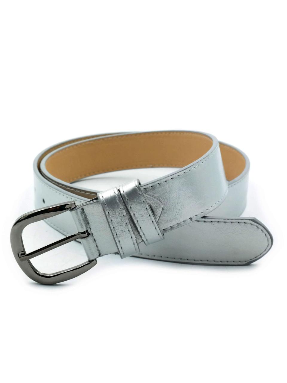 Жіночий ремінь 3,3 х 110 см Weatro Срібний zhn-kz-kit33-028, фото 1