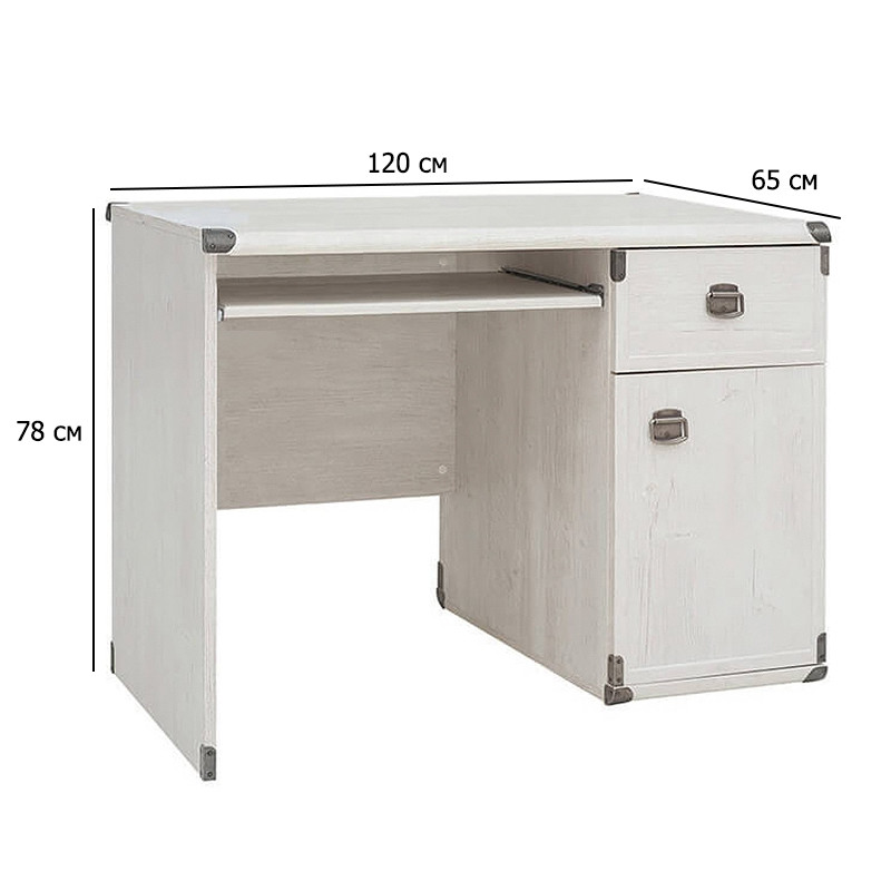 Письмовий стіл з висувною полицею Індіана JBIU1D1S 120х65 см сосна аризонська в стилі кантрі, фото 1