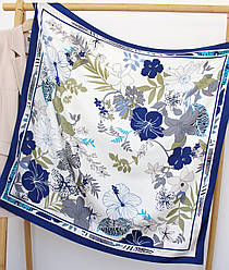 Хустка шовкова "Сандра флора" синя 208005
