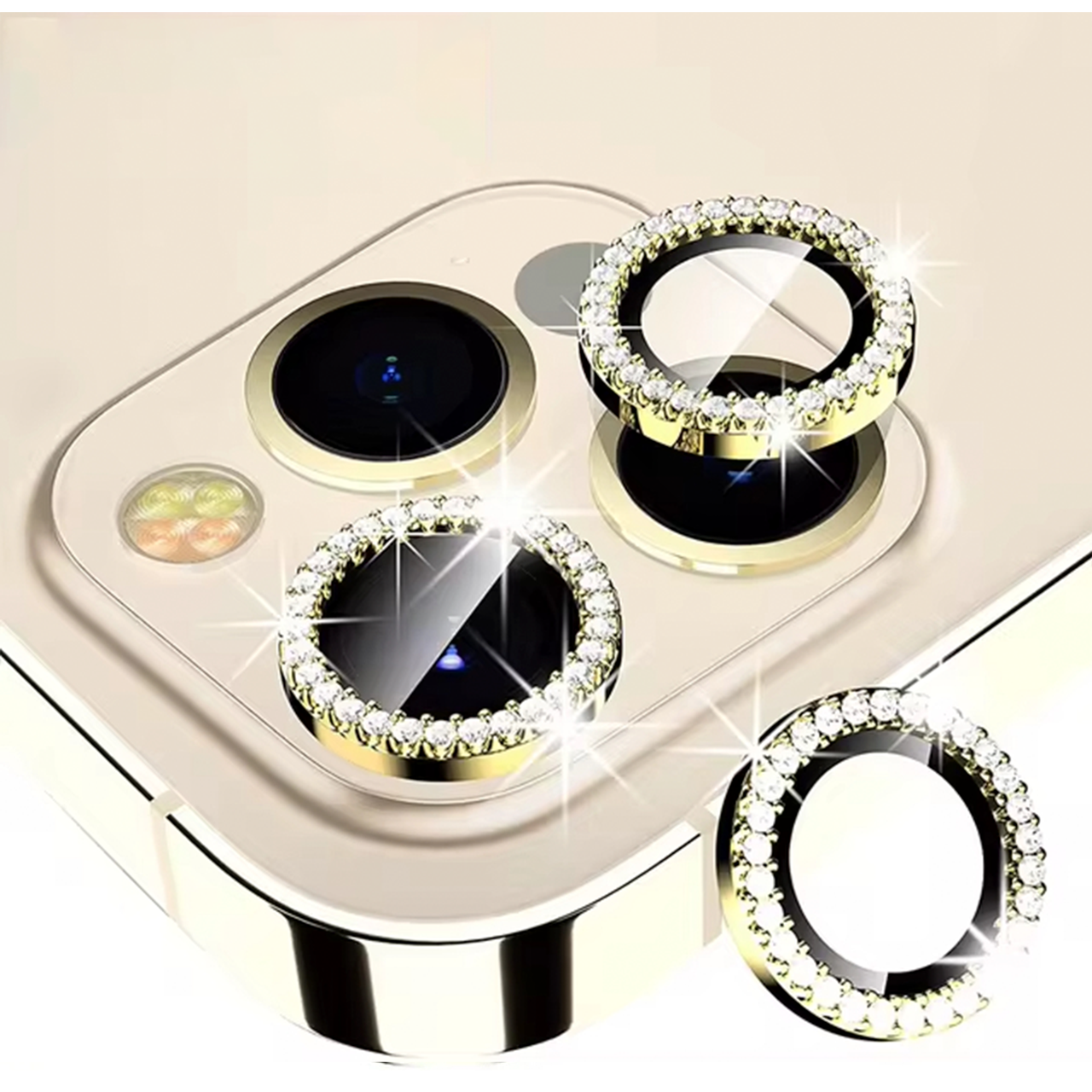 Захисне скло на камеру для iPhone 12 mini з камінням Золото